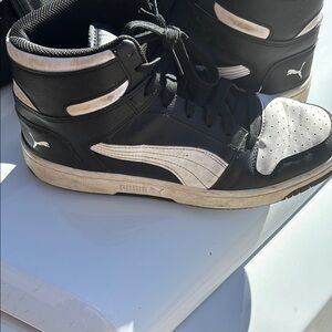 Puma Black and White High-Top Sneakers